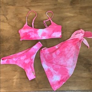 NEVER WORN 3 piece tie dye pink bathing suit
